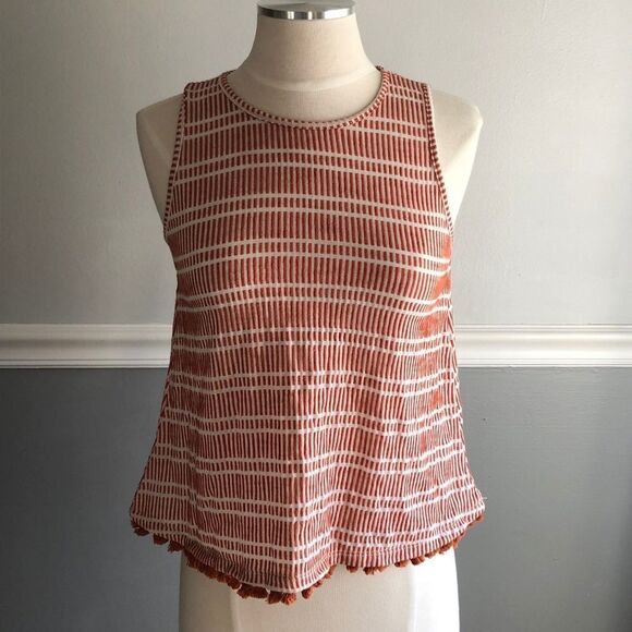 W5 Rust Orange Tasseled Tank Top - Picture 1 of 7